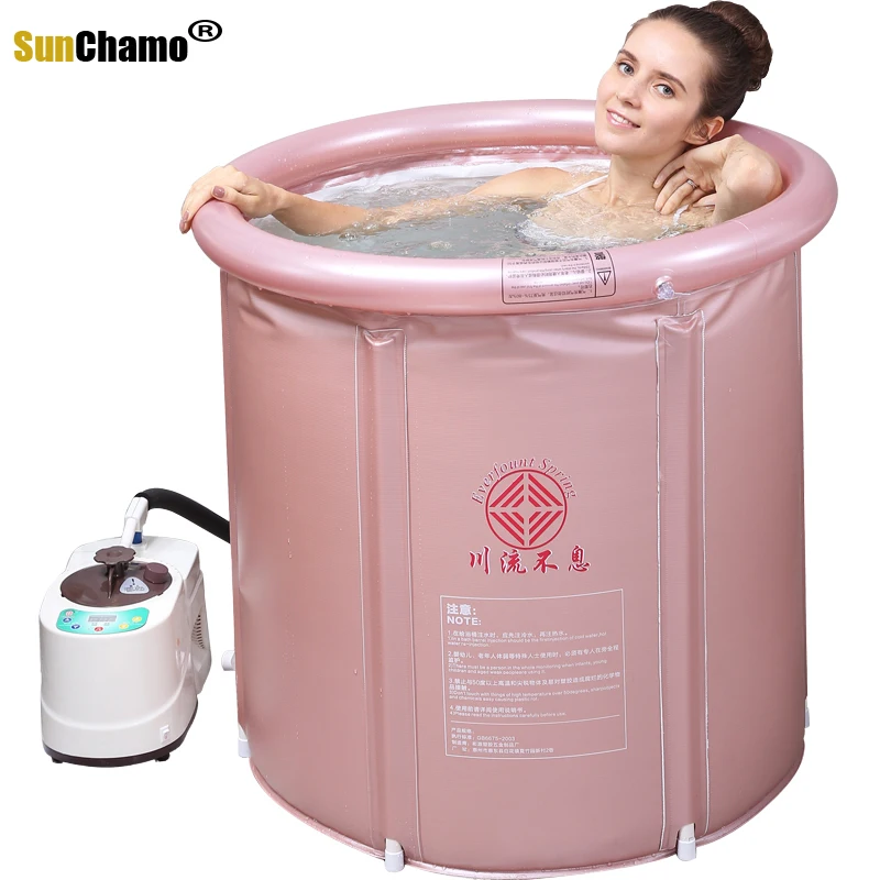 Bath Tub Fold Thickened Insulation Bath Tub For Adult Steam Portable Barrel Household Inflatable Heightening Bathtub