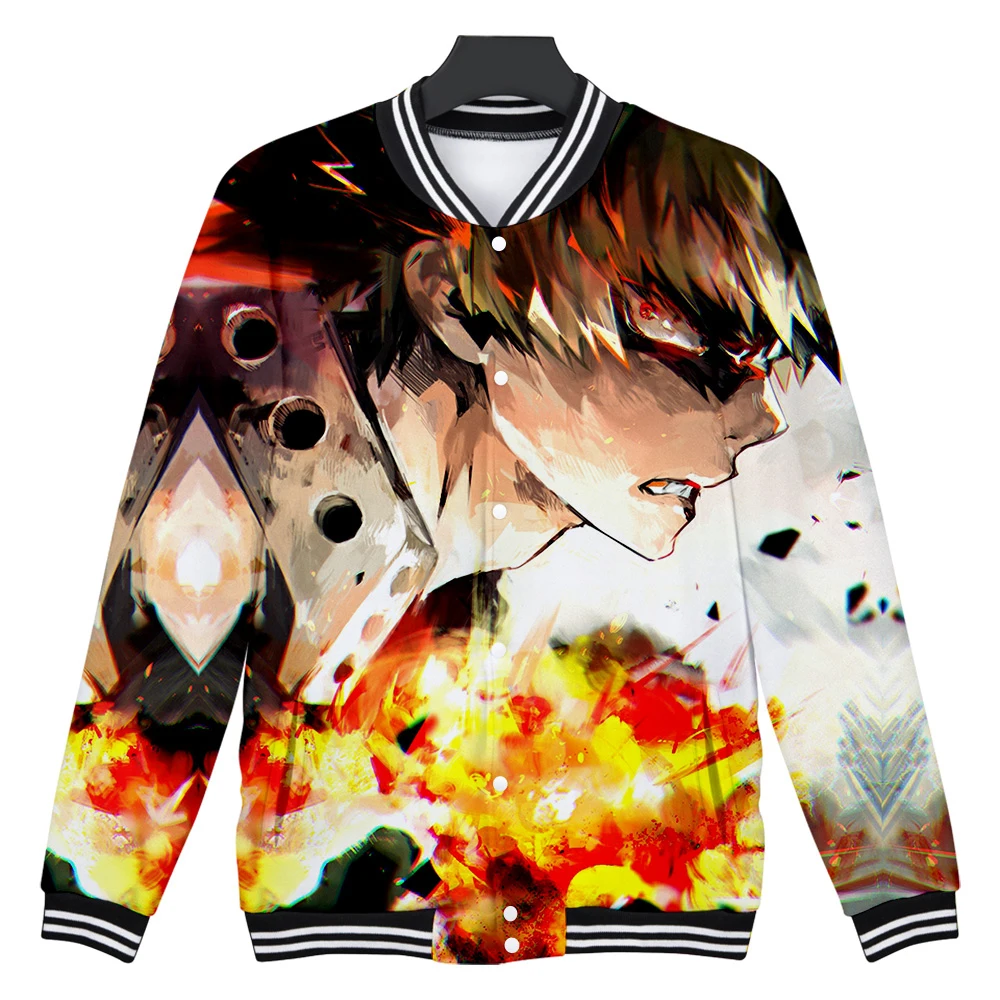 

Anime 3D Print Zip Up Baseball Outerwear Winter Bomber Jacket College Baseball Jacket Men Hoodie Sweatshirts