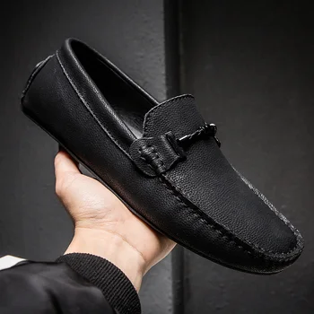 

2020 New Shoes Men Loafers Leather Moccasin Style Footwear Slip on Flat Driving Boat Shoes Classical Male Gommino Zapatos 38-49