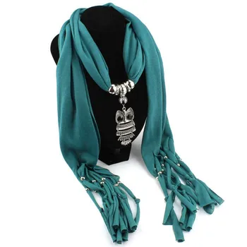 

2020 Halloween Scarves Owl Pendant Jewelry Scarves Women Necklace Scarves Tassels Scarf Shawl Wrap Платки Женские