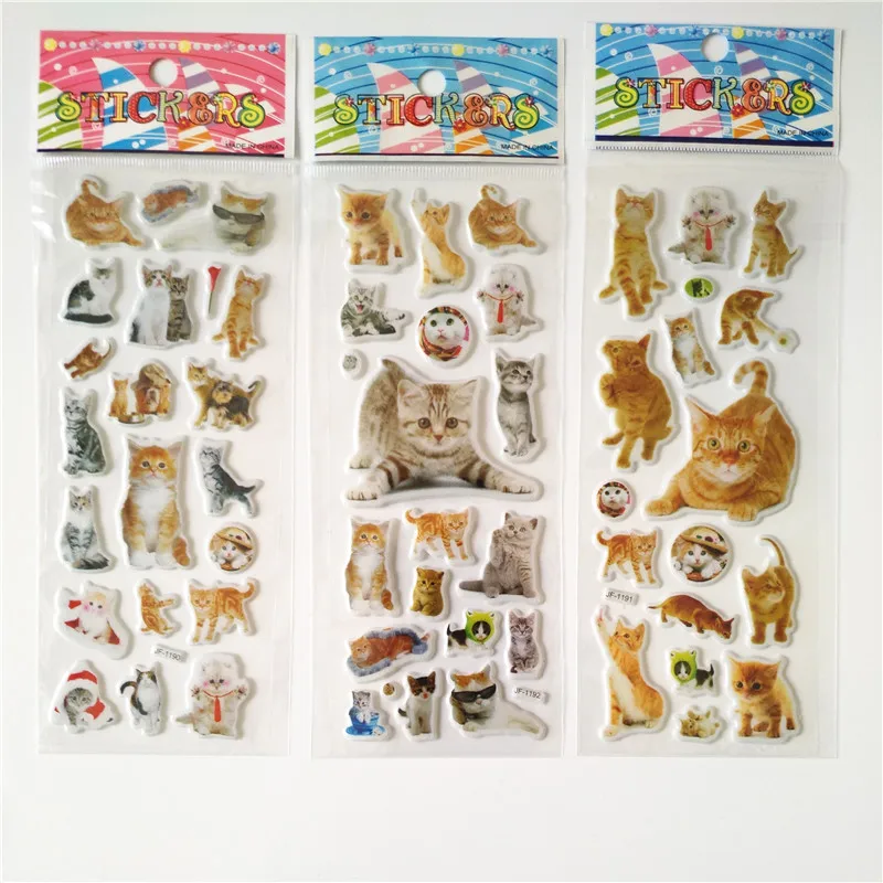 6 Sheets 3d Pet Dog and Marie Cat Stickers for Car Styling Scrapbook Animal Fish Dinosaur Bubble Stickers Reward Kids Toys - AliExpress 26
