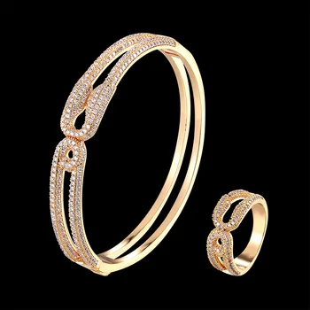 

Theresa AAA Zirconium micro-pin bracelet and ring jewelry set classic Ordinary copper fashion jewelry best female gifts