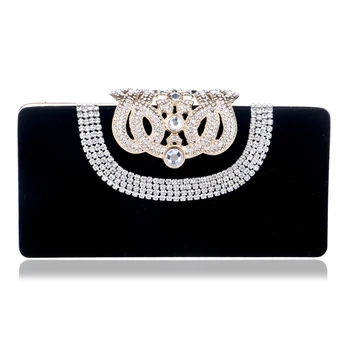 

Rhinestone Evening Clutch Bag Tote Bag Solid Women Shoulder Chain Velvet Suede Bags Handbags