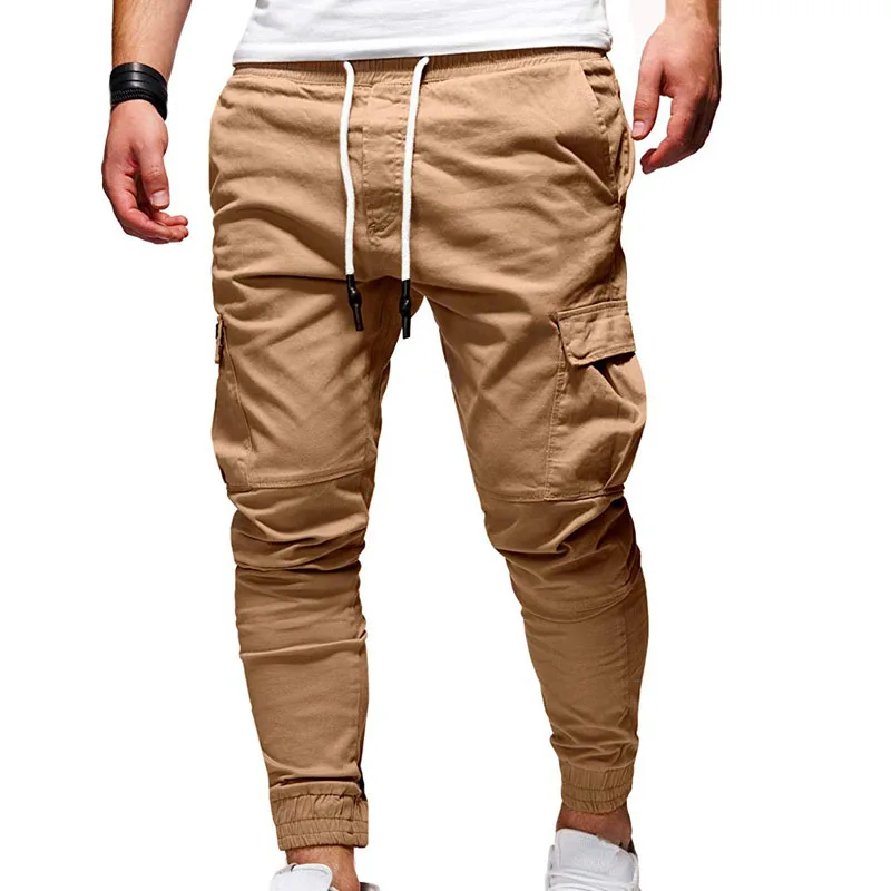 mens casual dress pants Men's Pants Multi-Pockets Joggers Men Sweatpants 2021 New Casual Solid Cargo Pants Men Oversize Streetwear Pants Men Trousers khaki trousers