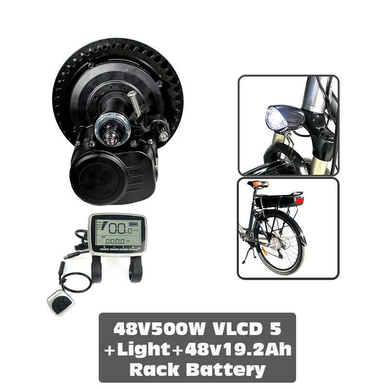 Tongsheng TSDZ-2 48V 500W VLCD5 крутящий момент Сенсор на центр приводной двигатель для электрического велосипеда комплект с 48V 19.2Ah стеллаж для выставки товаров Батарея - Цвет: (VLCD5)Light Battery