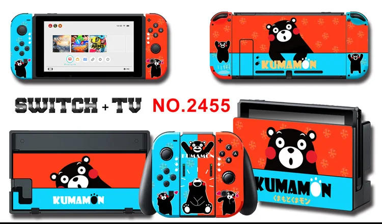 1set New Cute Anime Full Body Sticker for NS Switch Protective Cover Skin Colorful Art for Game Console Joy-Con Controller Decor