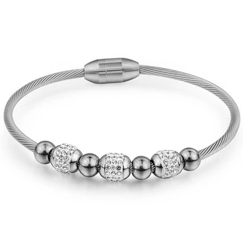 

CR-164 Fashion Stainless Steel Bead Bracelet Women High Quality Pretty Wedding Jewelry Accessoriess Bracelet Femme With Crystals