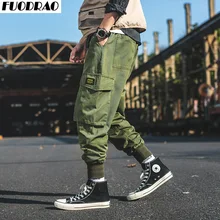 FUODRAO винтажные брюки карго мужские хлопковые брюки для бега мужская Японская уличная одежда шаровары Хип-хоп повседневные брюки K261