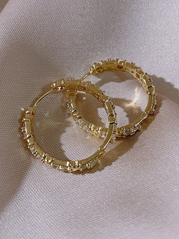 Korean Fashion Simple Zircon X Metal Hoop Earrings For Woman 2021 Neo Gothic Girls' Luxury Jewelry Wedding Party Set Accessories - Image 5