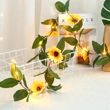 

30 LED Battery Powered Sunflower String Lights Wedding Party Decoration Simulation Sunflower Light String Warm White Home Decor