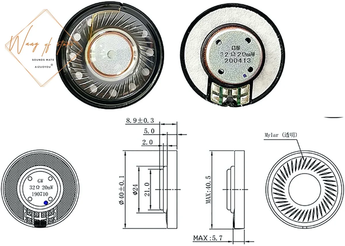 Fones de Ouvido Peças de Substituição Par de Motores de Fone de Ouvido 32ohm para Marshall Major Marshall 2 Séries 1 40mm ii - Image 4