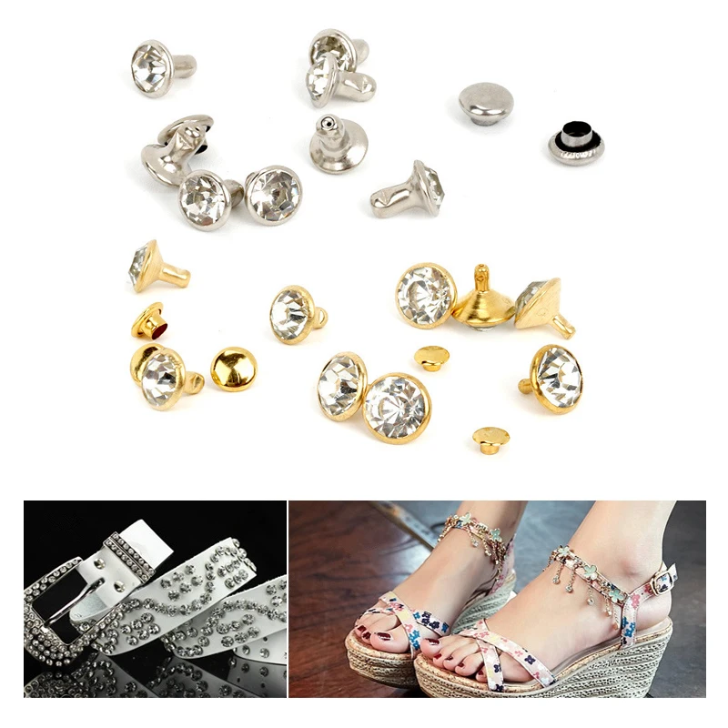 Rhinestones Rivets Studs 50/100/200Set DIY Crafts Garment Bag Leather Decorative For Glass Rebutting Nail Drill Bits