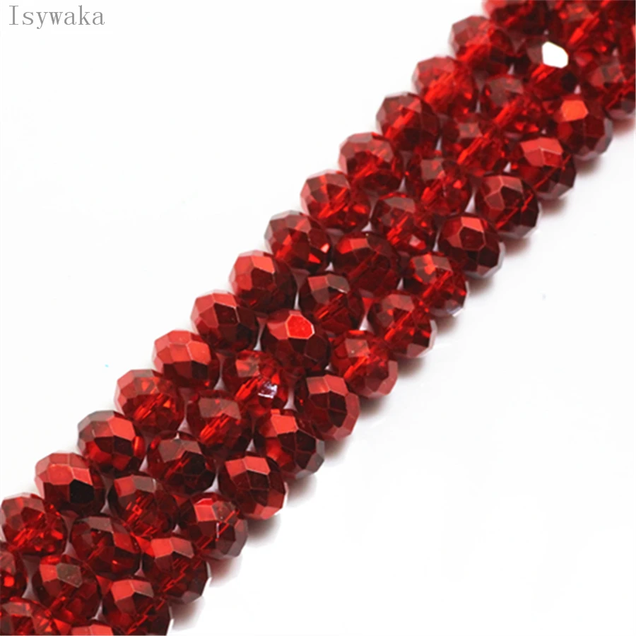 Faceted Red Glass Crystal Rondelle Beads Loose Spacer Beads For Jewelry  Making DIY Bracelet Earrings 15''Strand 4/6/8/10/12/14mm