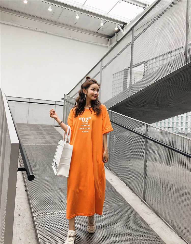 2020 new fashion graphic Print long shirts dress  Womens Short-Sleeve streetwear Fall cotton Dress jurk dames