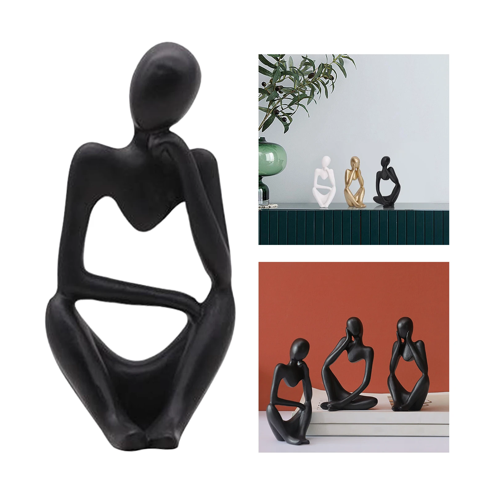 Thinker Sculpture Creative Crafts Figurine Bookshelf Tabletop Modern Statues
