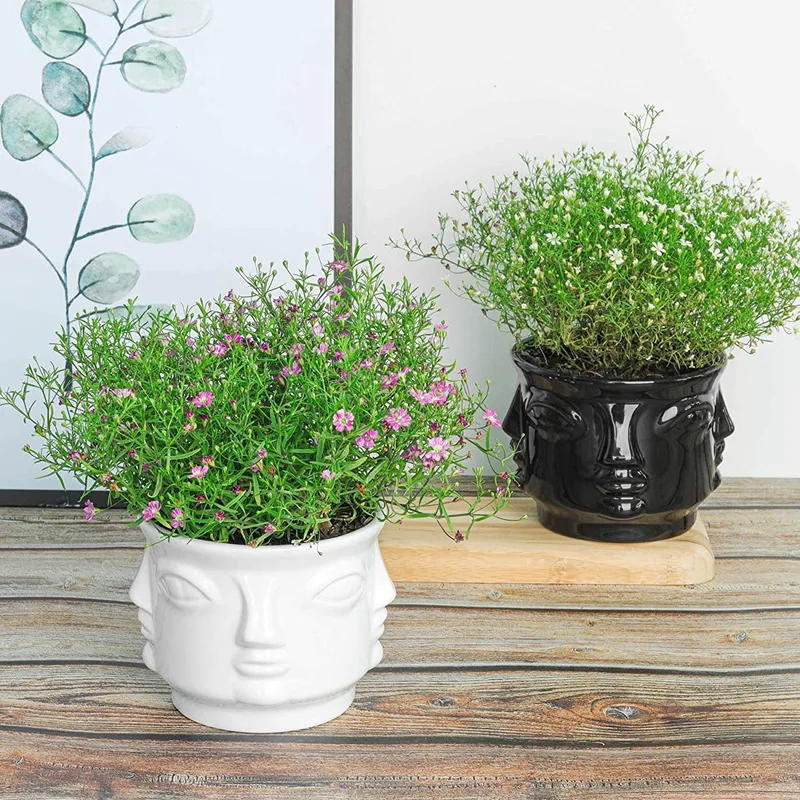 Mini Succulent Planter Glazed Ceramic Miniature Flower Pot Bonsai Garden Decor 