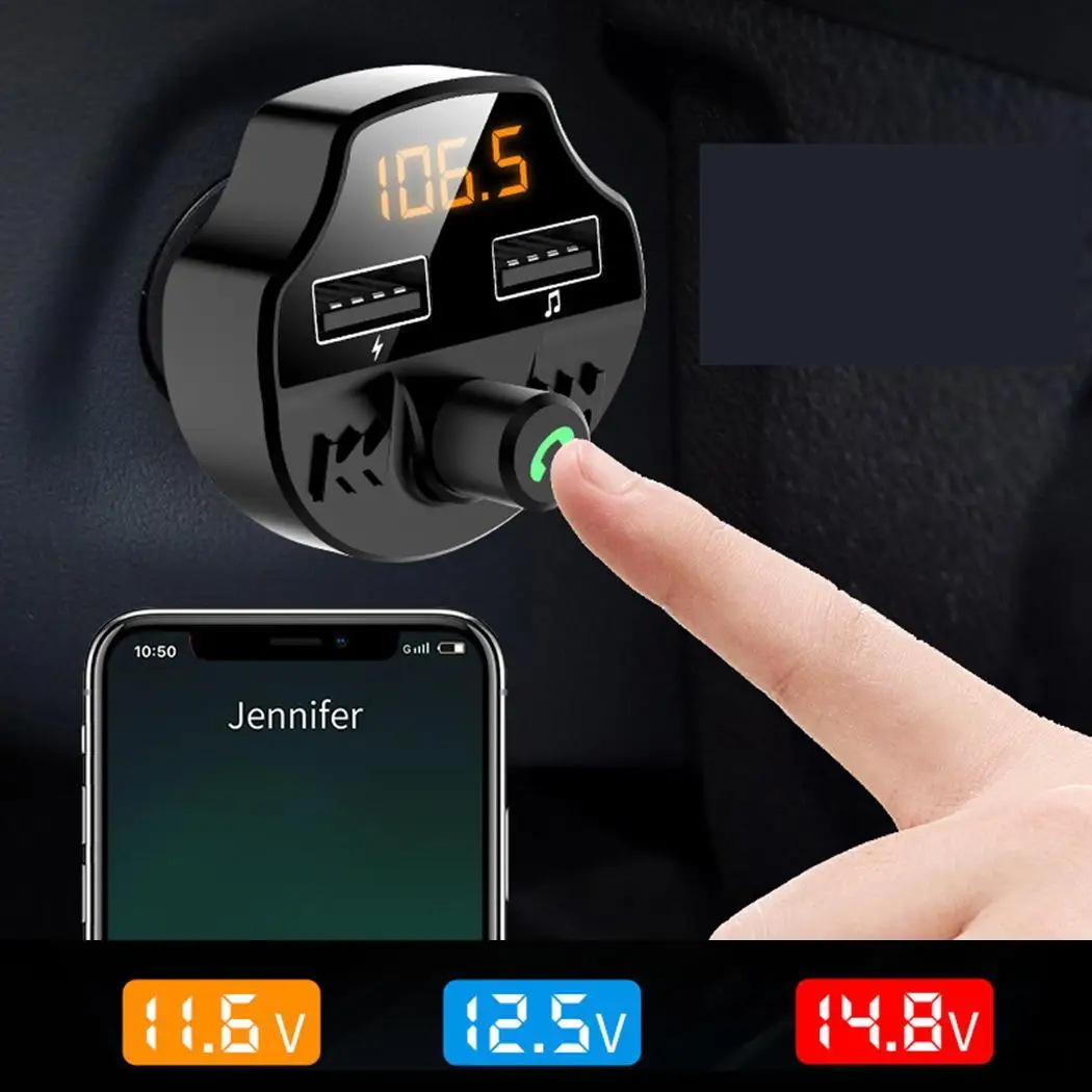 Двойной usb порт авто новый прикуриватель Bluetooth черный 31g 12-24V MP3 передатчик 24 часа |