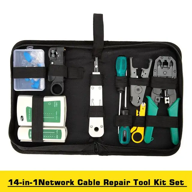 $US $23.32  14Pcs/set Professional RJ45 RJ11 CAT5 CAT5e CAT6 Network Repair Tool Kit UTP LAN Cable Tester Plier