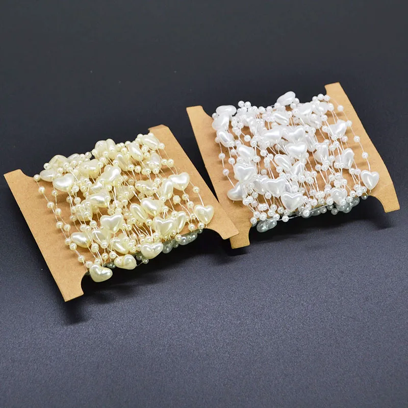 5M Heart Shape Pearl Beads Fishing Line 9MM White Pearls Plastic Beads Chain DIY Wedding Garland Flowers Party Decoration 8Z