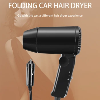 

Portable 12V Hot Cold Folding Camping Travel Car Dryer Hair Dryer Window Defroster Cigarette Lighter Plug Adjustable Universal