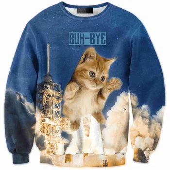 

CNUUIKOOEK Sweatshirts Men's 3D Smoke Cat Printed Hoodie Long Sleeve Pullover Popular Brand Men's Hoodies