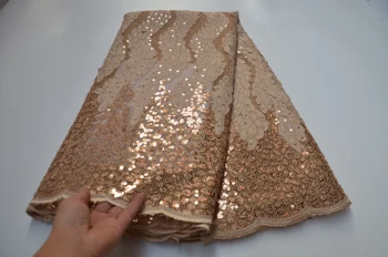 

gold lace fabric 2020 high quality sequin lace fabric latest nigerian net lace wiih sequins african mesh fabric for women