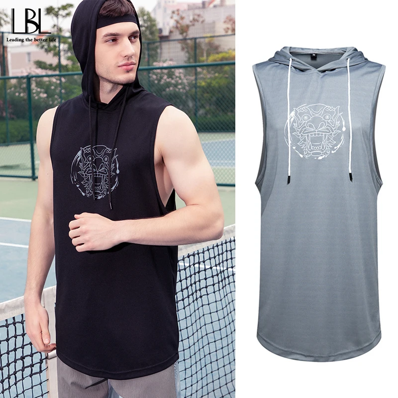 

New Tank Top Men Women Bodybuilding Hooded T Shirt Male Fitness Summer Vest Printing Sleeveless Mens Tanktops Brand Clothing XXL