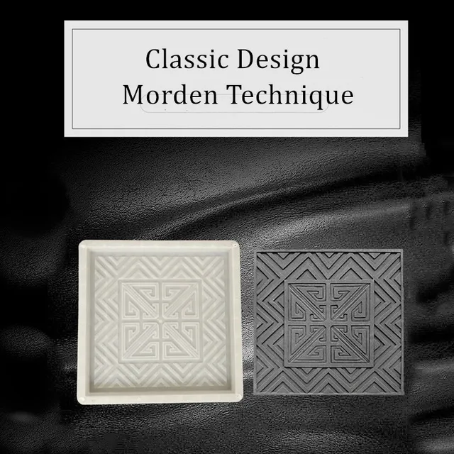 40 Cm /15.74In Erős Abs Beton Vastag Négyzet Alakú Burkolat Modern 3D -S Geo Cikcakk Napraforgó Kerek Pontok Minta A Csúszásgátló Textúrák