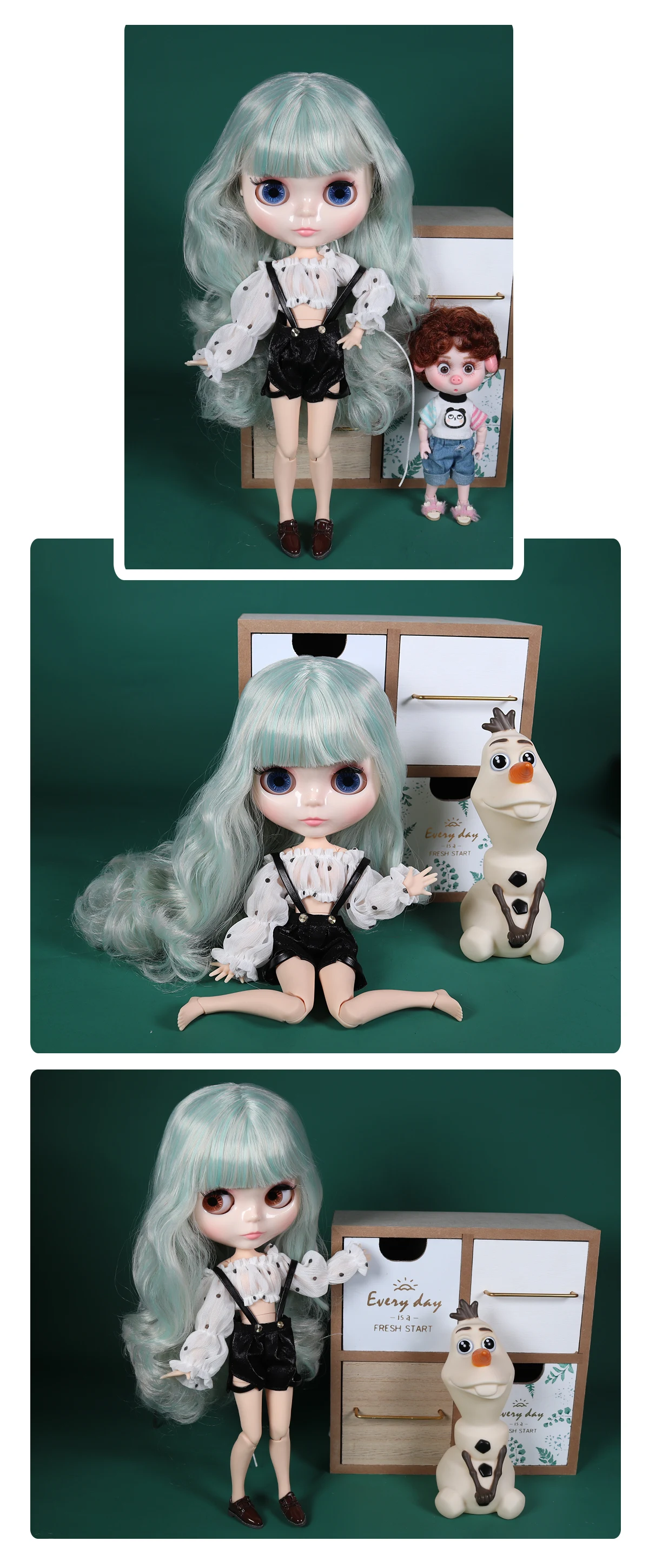 Neo Blythe Doll with Multi-Color Hair, White Skin, Shiny Cute Face & Custom Jointed Body 1