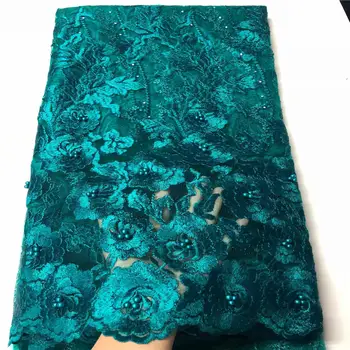 

African Swiss Voile Lace Fabric With Stones beads Nigerian Embroidery Net Lace Material For Indian Women Wedding Fabrics Green