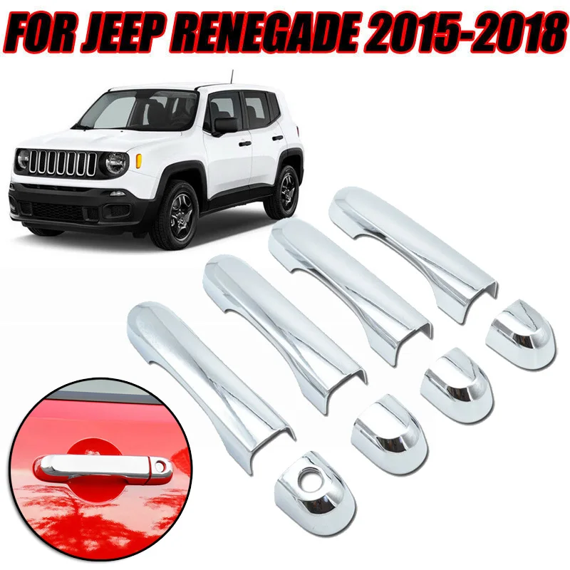 8x Авто хромированная дверная ручка Защитная крышка Накладка для Jeep Renegade