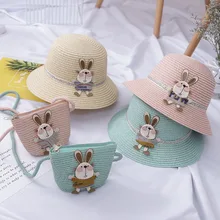 

Girls Boys Straw Hats New Children's Sun Hats Cute Cartoon Hats Summer Baby Sun Hats Beach Hat Bags 2021