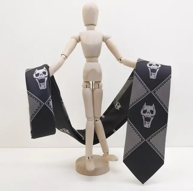 JoJo's Bizarre Adventure KILLER QUEEN Kira Yoshikage Skull Neck Tie Cosplay Costumes Accessoies black