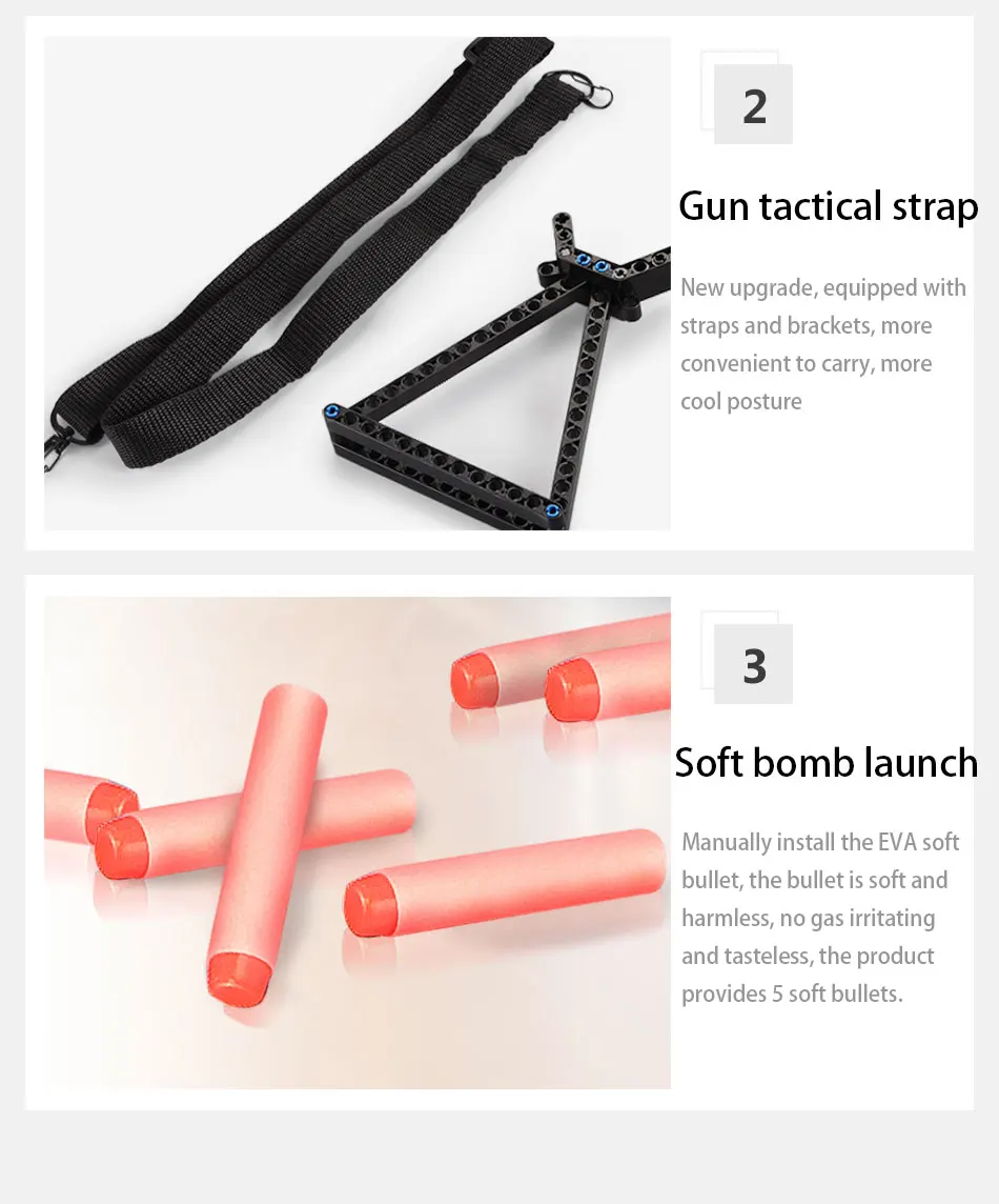 Fixation Toys Weapon Military Gun with Foam Blaster Bullet 653pcs Building Blocks Educational New Year Gift for PUBG Gamer Kids