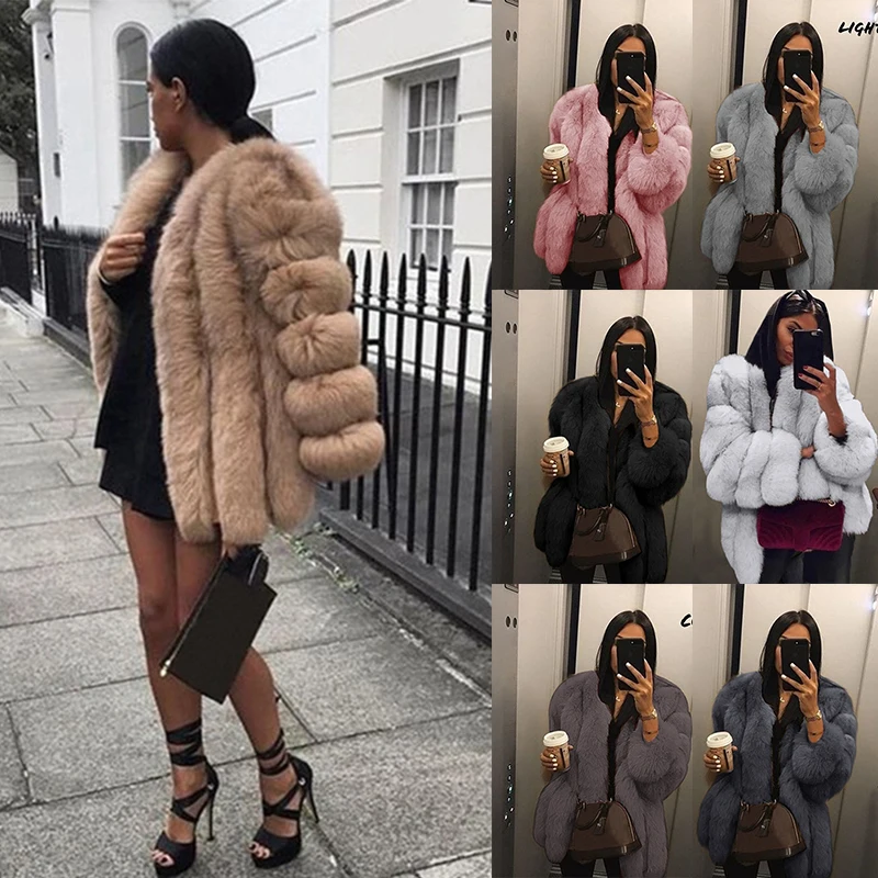 Kopen Faux Bontjas Vrouwen Vintage Pluizige Dikke Open Stitch Warm Lange Mouwen Teddy Luxe Zachte Bont Jas Vrouwelijke Plus Size uitloper 5XL