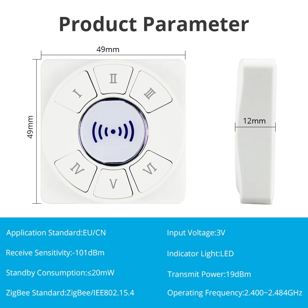 Wireless Zigbee Scene Switch 1 2 3 4 Gangs Works with Tuya Control Smart Home Eq