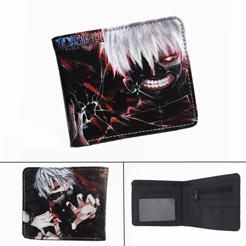 Аниме Токийский Гуль PU кошелек Kaneki Ken мальчики девочки мультфильм молния монета карман короткие двойные фото держатель для карт слои кожаные кошельки