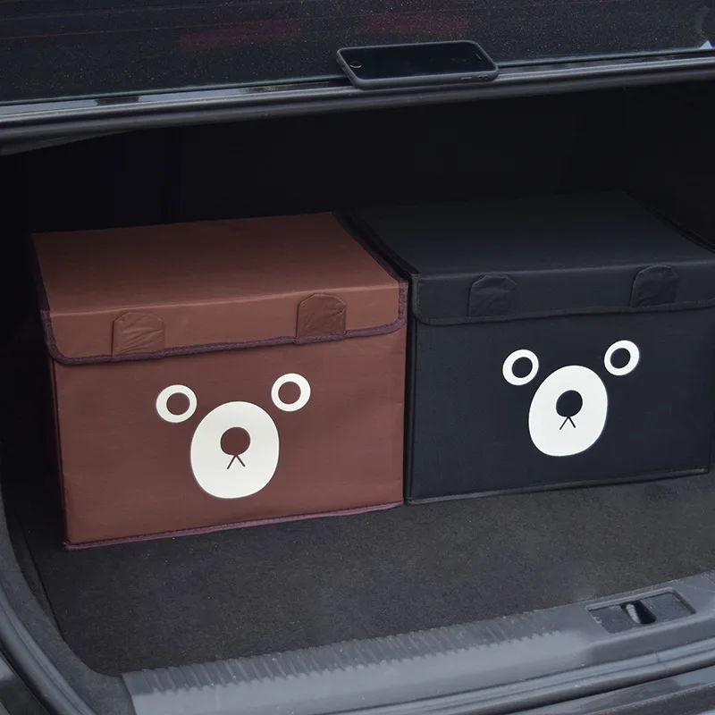 Cartoon Foldable Car Organizer Box Stowing and Tidying Oxford Cloth Portable Storage With Handle Lid Waterproof Accessor | Автомобили и