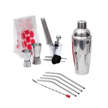 

1 Set of 14pcs 550ml Cocktail Shaker Set Stainless Steel Barware Shaker Ice Pack for Pub Bar