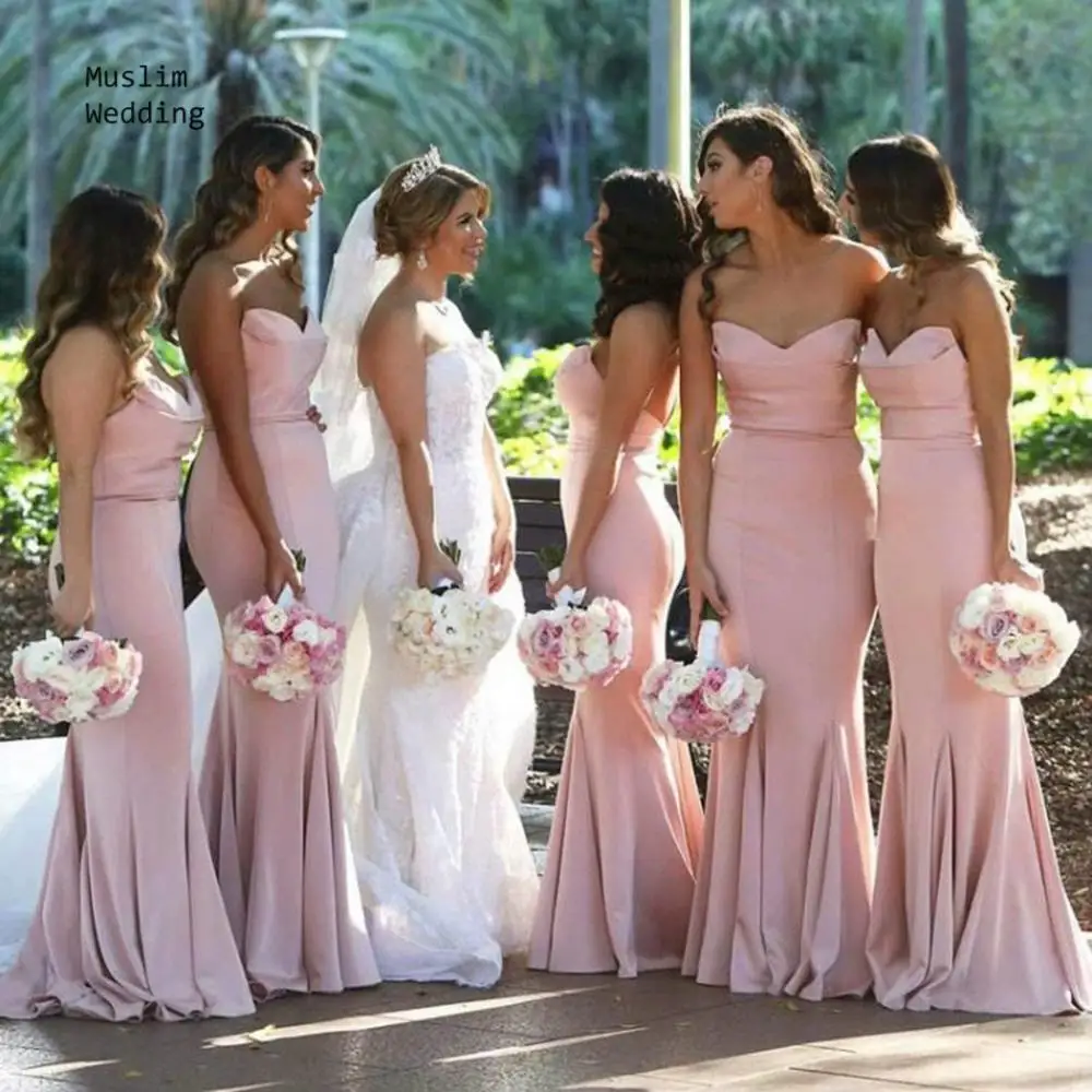 Blush Pink Bridesmaid Dresses Long 