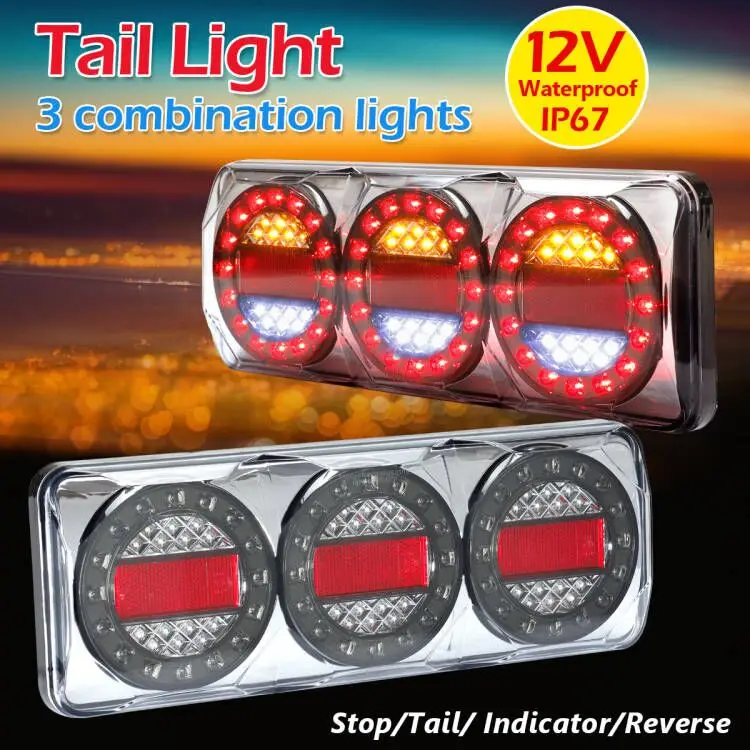 

2pcs Truck Trailer LED Taillight Indicator Rear Brake Stop Lamp Backup Reverse Lights For Pickup Lorry Bus Boat RV Caravan