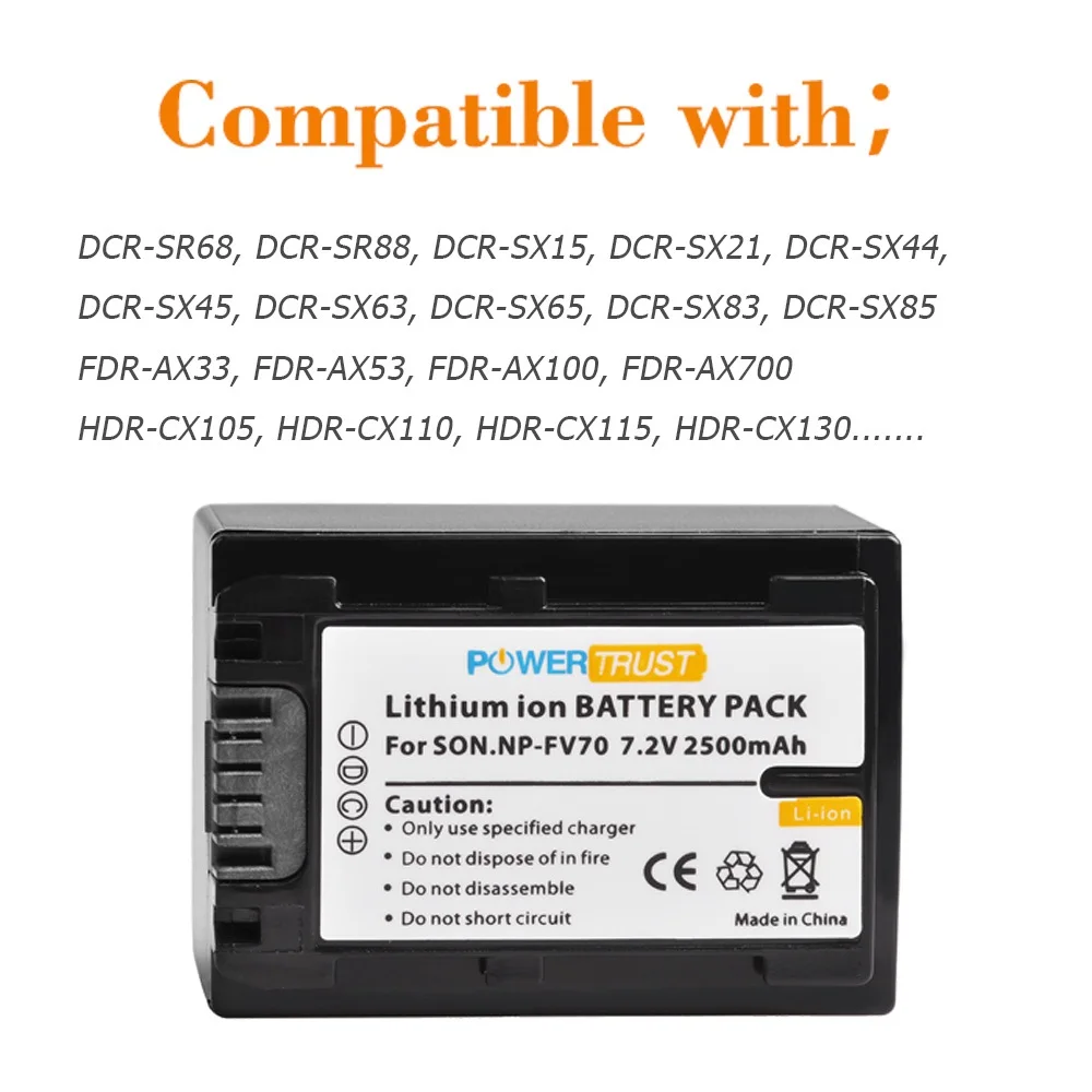 Carregador para Sony Bateria Ax33 b Hdr-cx455 Cx675 Cx900 Pj340 Pj540 Pj670 Pj810 Handycam Filmadora Np-fv70 - Fdr-ax53 Ax700 - Image 2