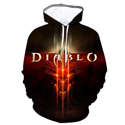 Последняя мужская повседневная одежда необычный принт игра Diablo 3D Толстовка мужская осень и зима фитнес тренировка мышцы Толстовка Большой размер пуловер с карманом верх: полиэстер