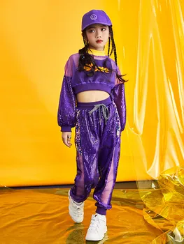 

Children's Jazz Dance Costumes Children Hip-hop Umbilical Tide Costume Autumn Girls Hip-hop Suits Dance Clothes Girls