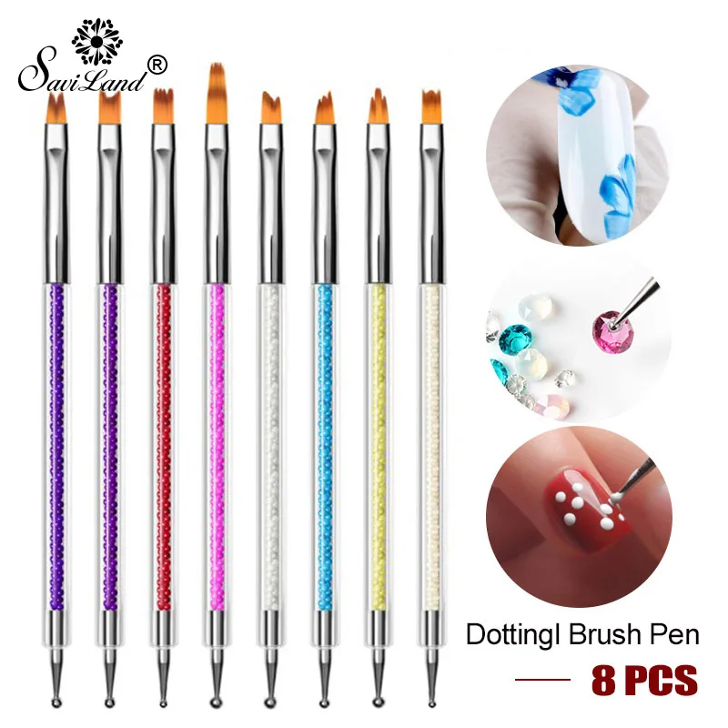 

Saviland Professional Double Head DIY Decor Point Pen Tools Nail Art Painting Dotting Acrylic UV Gel Varnish Brush Flower
