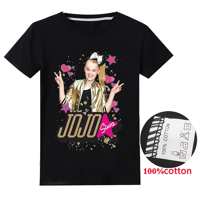 Новинка года; футболка Jojo Siwa детская одежда хлопковая футболка с короткими рукавами для девочек топы; футболки; Повседневные детские толстовки с капюшоном; брюки; Рождество - Цвет: T1246