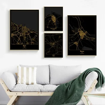 

Bari Italy Barranquilla Colombia Basra Iraq Bath England Baton Rouge map Canvas poster Painting Home Decoration Wall Art Decor