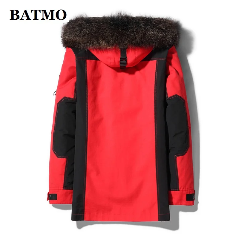 BATMO из натурального меха куртки парки С воротником енота и кроличий мех лайнер