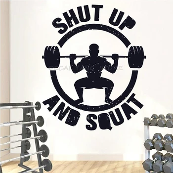 

Shut Up And Squat Fitness Wall Decal Gym Quote Workout Bodybuilding Vinyl Wall Sticker Bedroom Home Decor Removable Mural 1532