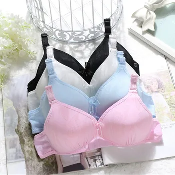 

Teenager Girl Underwear Puberty Students Bra Cute Bow Knot Wire Free Bras for Kids Thin Training Bra with Detachable Ribbon new